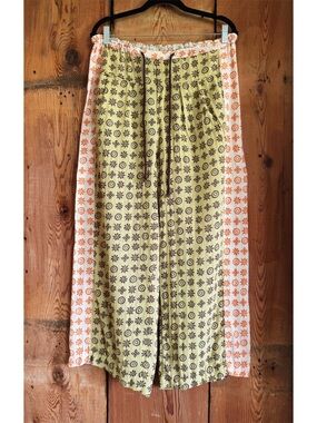 Sz S Free People Cotton Hudson Canyon Printed High Rise Wide Leg Trousers EUC